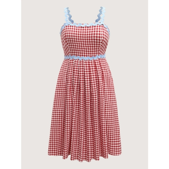 Bloomchic Red Gingham Dress with Blue Trim Size 1X (14-16) NWT - Picture 5 of 9